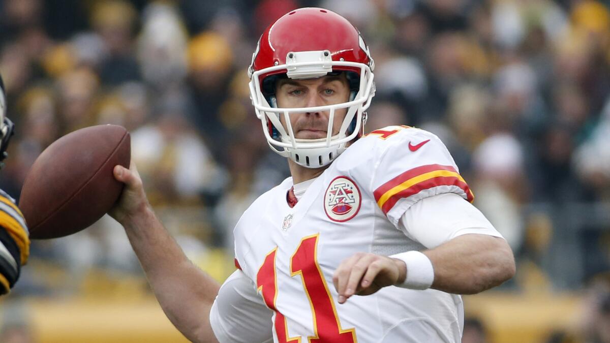 Kansas City Chiefs quarterback Alex Smith passes during a loss to the Pittsburgh Steelers on Sunday.