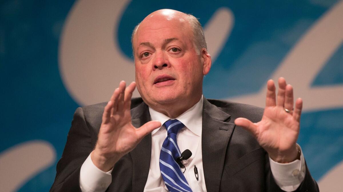 Jim Hackett speaks after being named CEO at Ford Motor Co. in Dearborn, Mich., in May 2017.