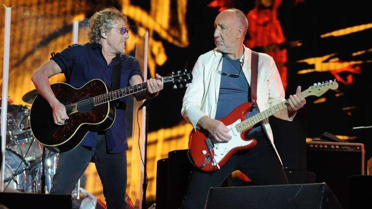 The Who's Roger Daltrey (left) and Pete Townshend, both 74, are set for a 29-major North American concert tour that begins in May.