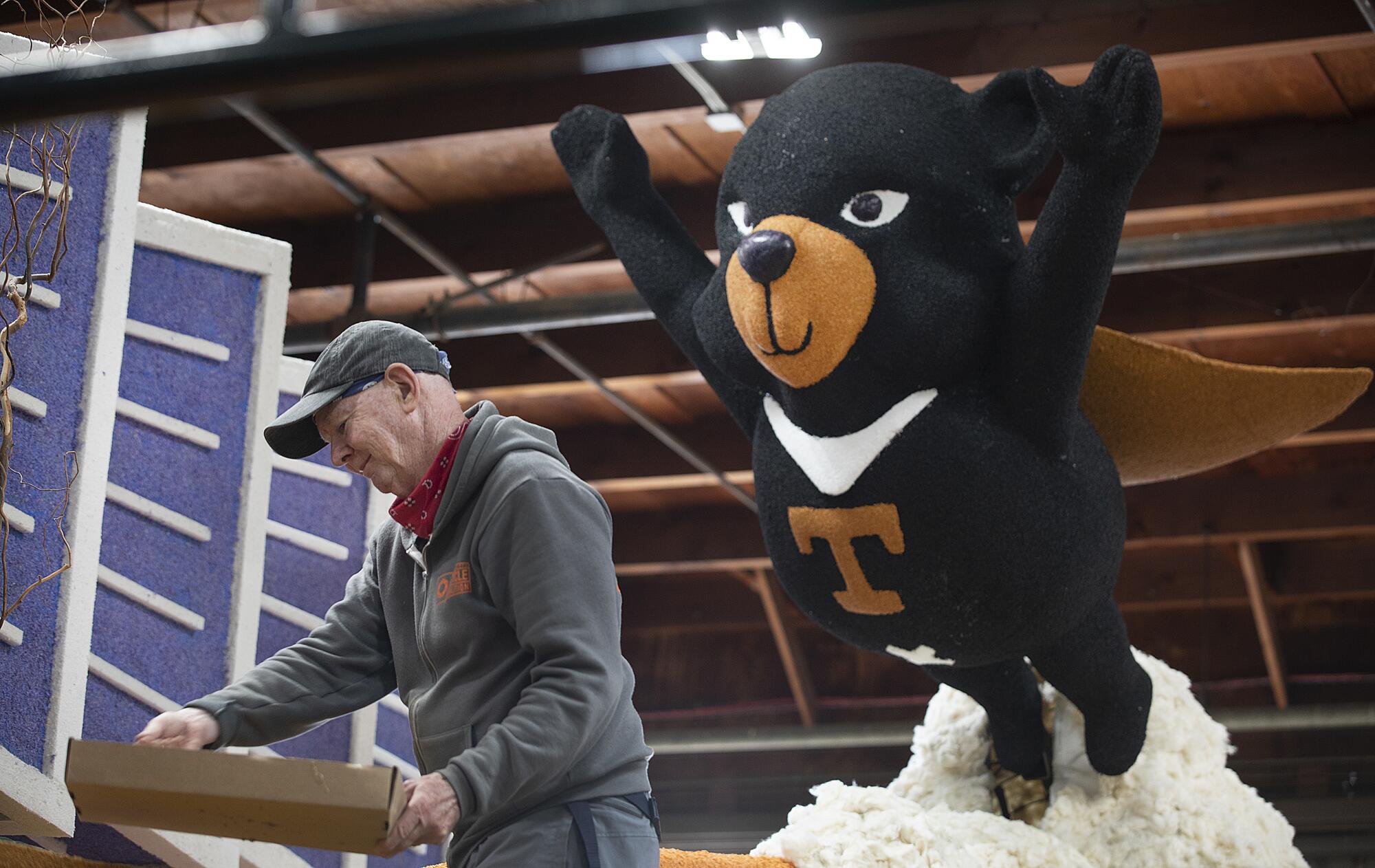 Float construction for 202 Rose Parade