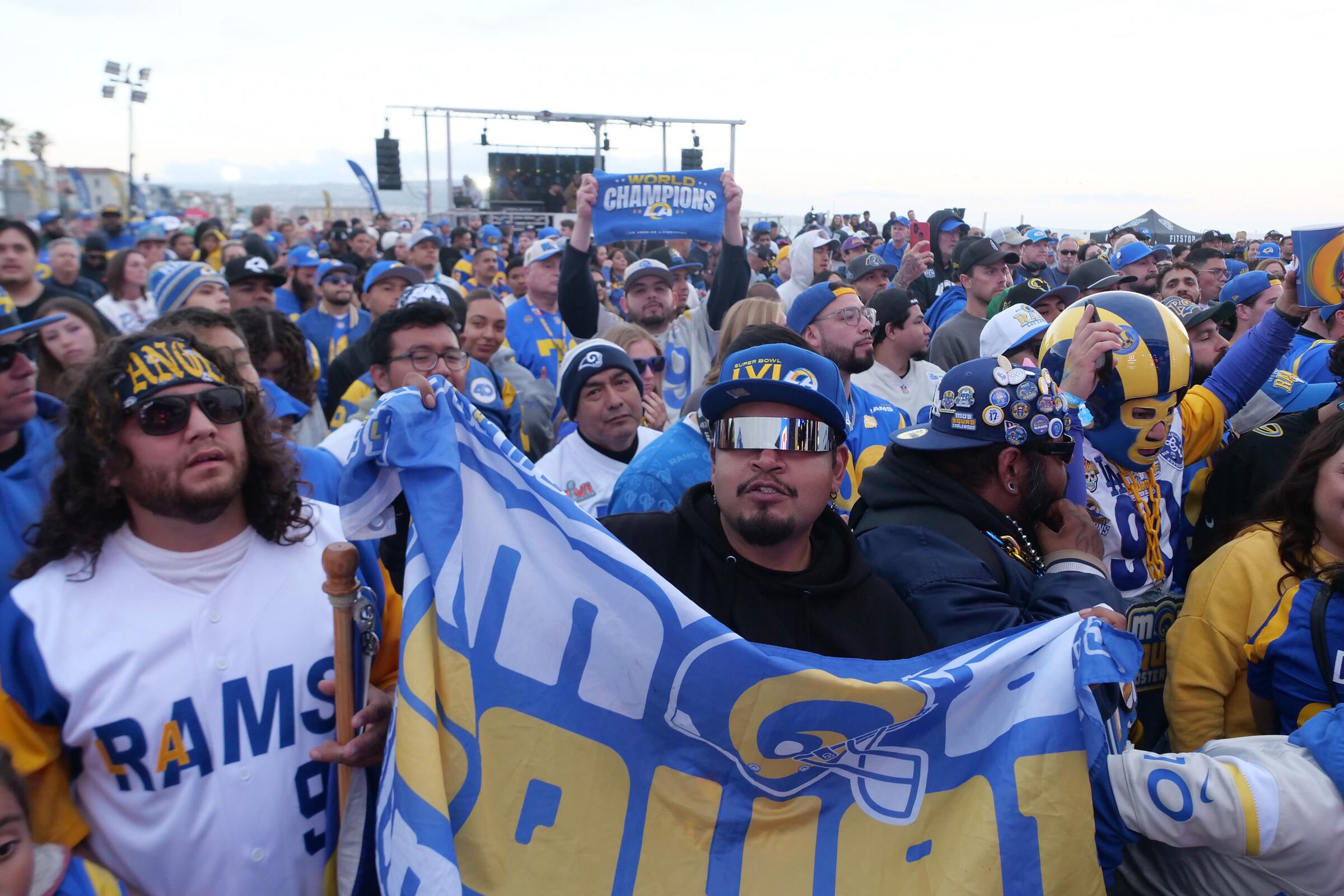 Fans attend the Rams Draft Experience in Hermosa Beach.