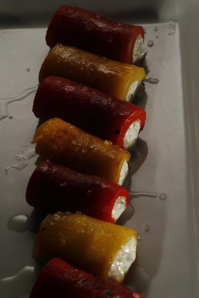 Roasted peppers stuffed with homemade ricotta