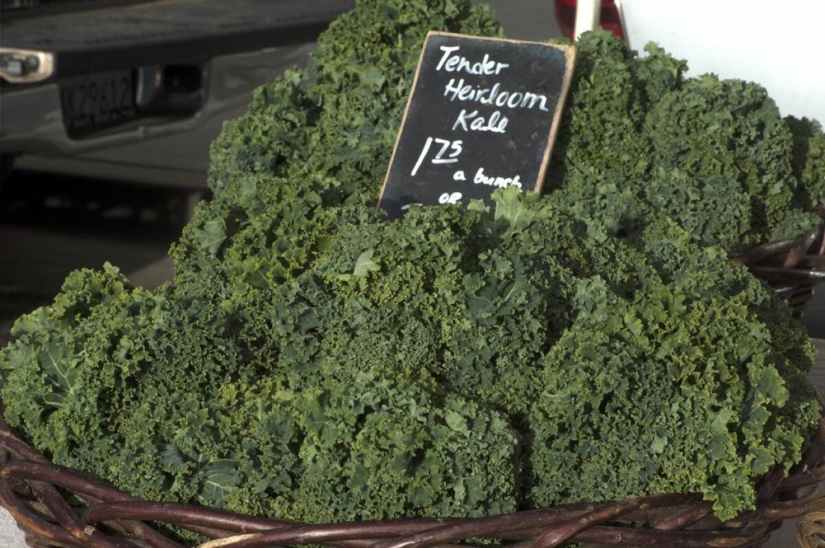 Kale and other dark green leafy vegetables contain calcium.