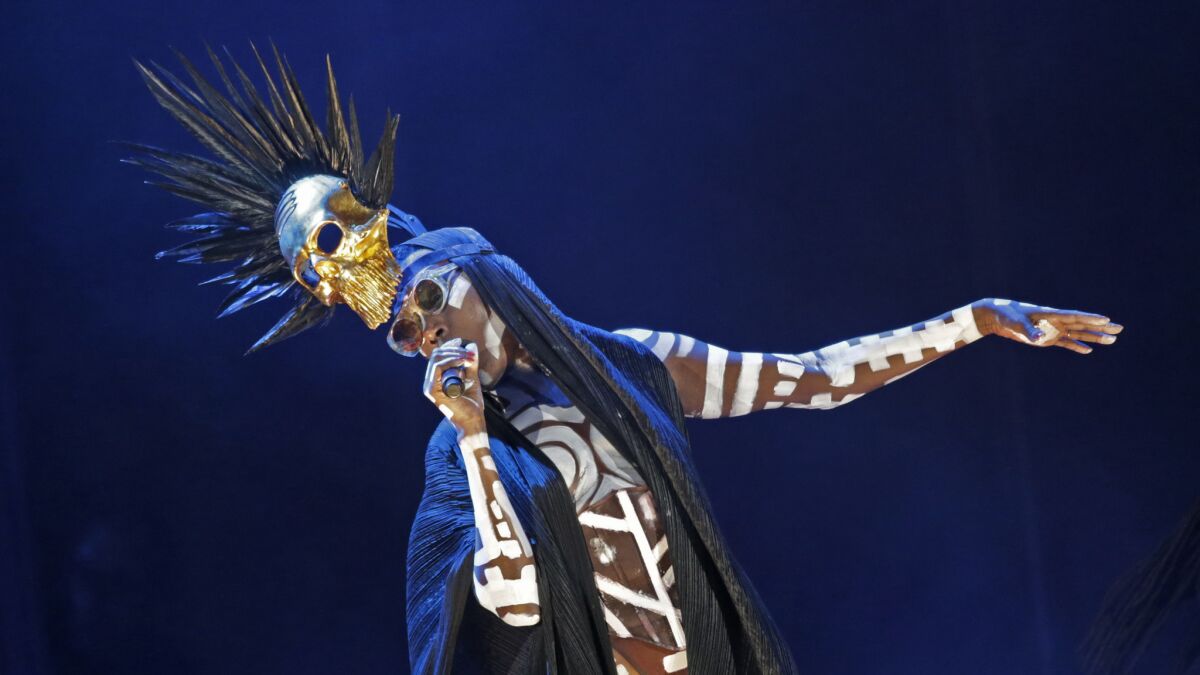 Grace Jones performs Sunday night at the Hollywood Bowl in Los Angeles.