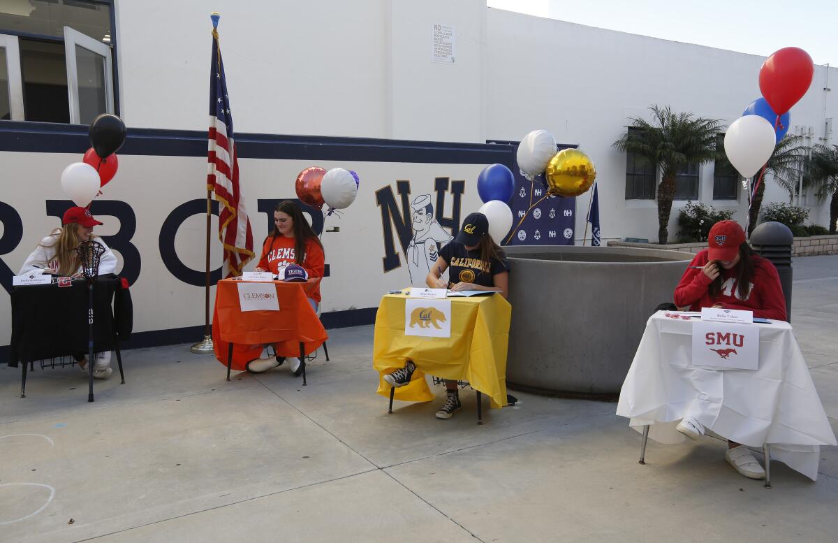 Newport Harbor High School held a signing day ceremony on Friday.
