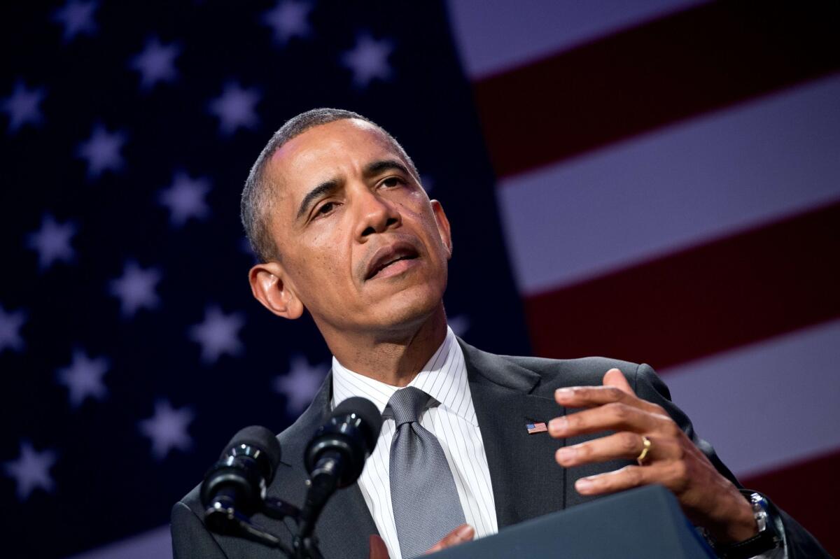 Barack Obama addresses the National Organizing summit in Washington.