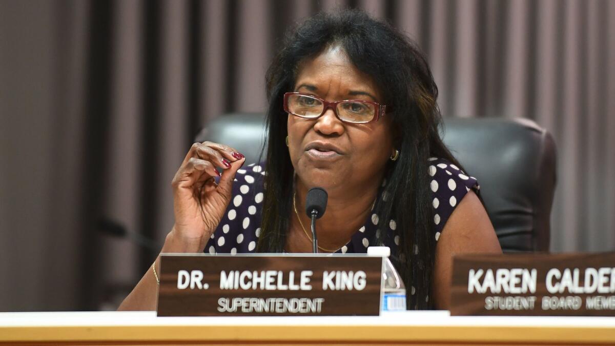 Los Angeles schools chief Michelle King has appointed a subordinate to run the school system while she recuperates from surgery.