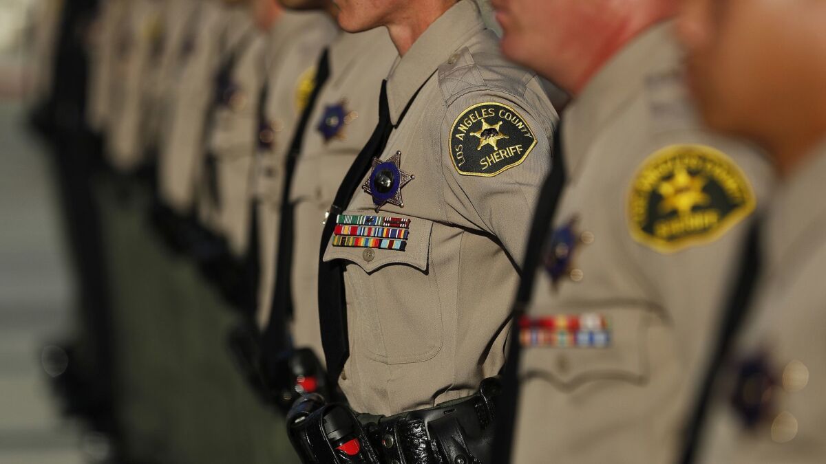 Four L.A. County Sheriff's Department officers are on leave as part of an internal inquiry into a Sept. 28 incident.