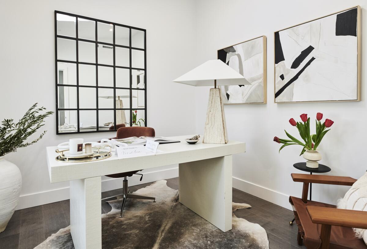 Works from artist Pedro de la Cruz hang in the La Jolla Designer Showcase Home in Bird Rock.