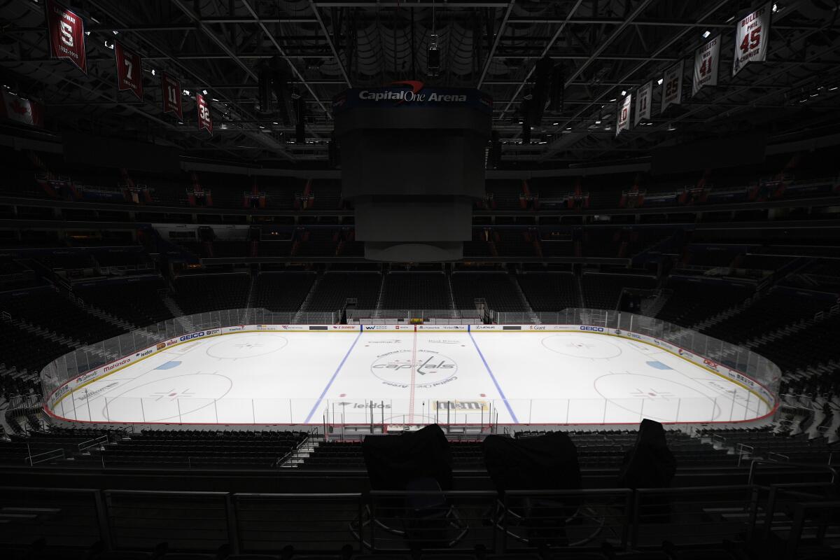 An empty hockey arena.