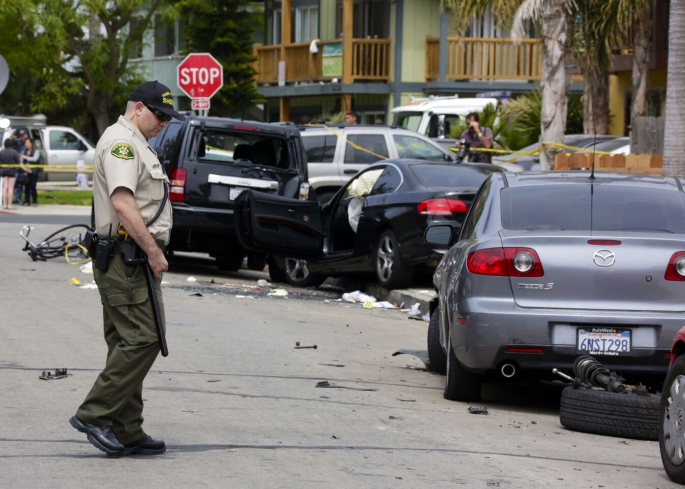 A street in Isla Vista where the car driven by the gunman crashed.