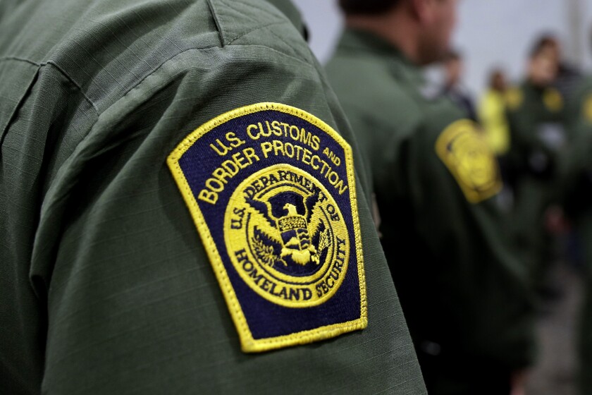 A Customs and Border Protection patch on a Border Patrol uniform.