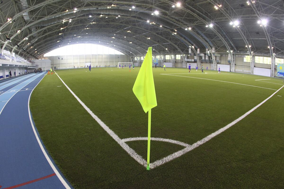 An indoor soccer pitch.