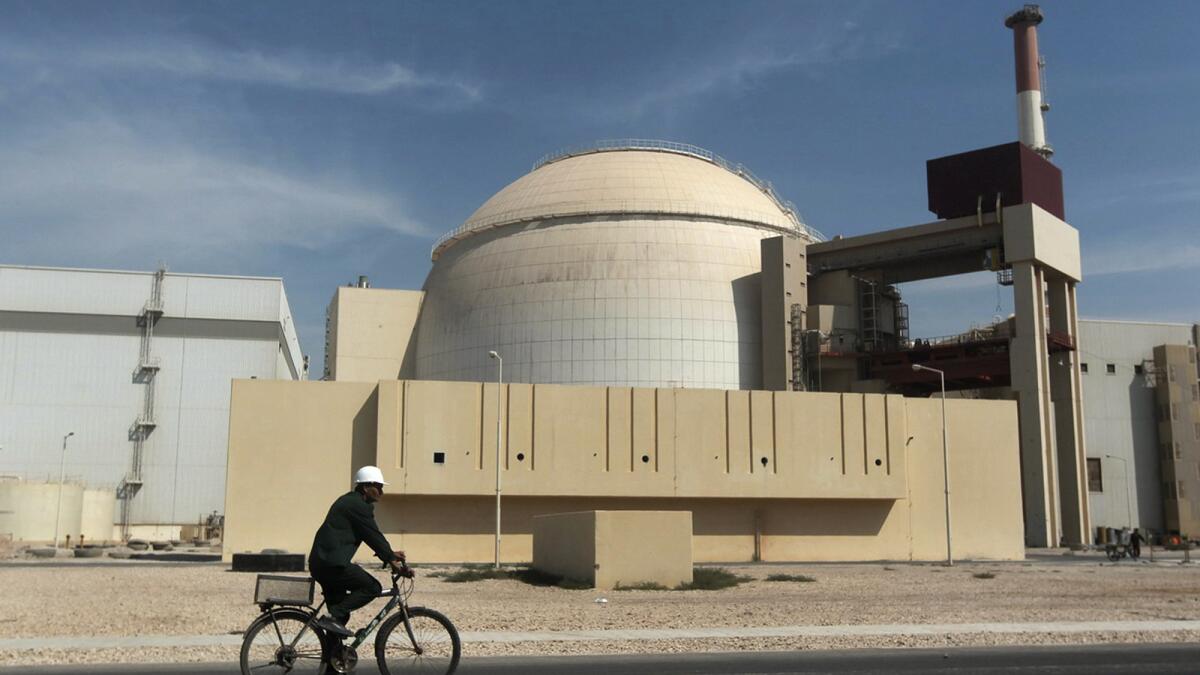 A worker at the reactor building of the Bushehr nuclear power plant in Iran.