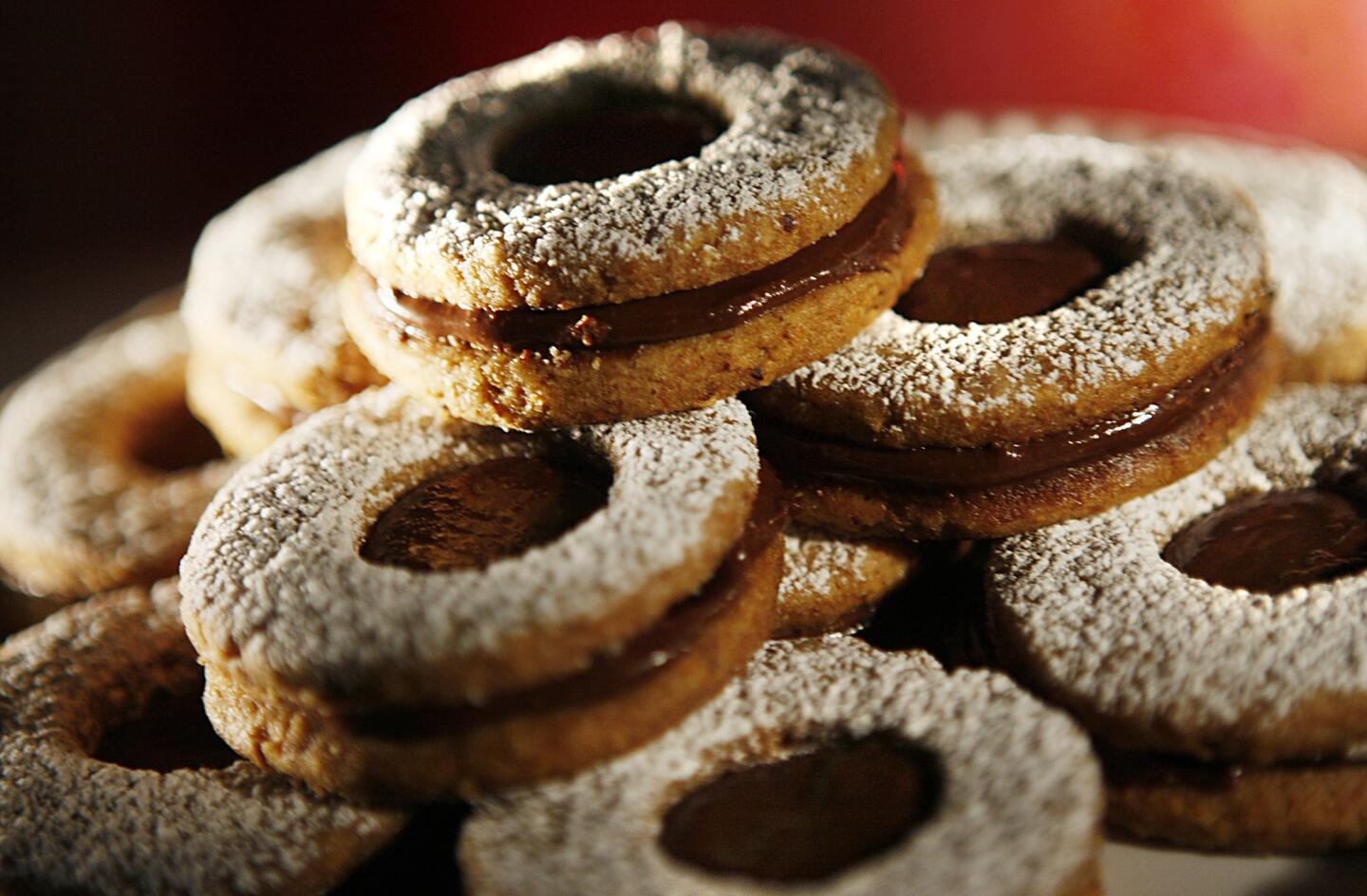Hazelnut-chocolate Linzer cookies. Recipe here.